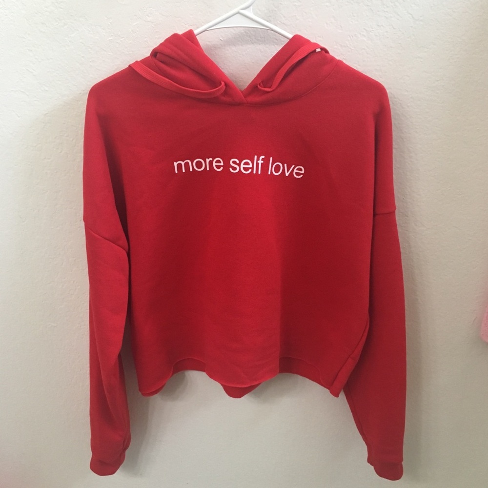 rue21 “more self love” red cropped hoodie ❤️